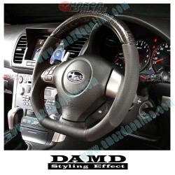 Damd Flat Bottomed Leather and Carbon Fibre Sports Steering Wheel fits 07-10 Subaru Impreza [GE,GH] SS358-DL