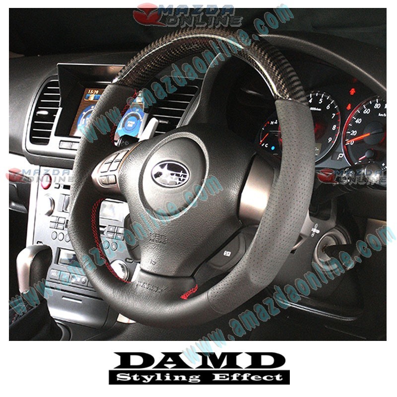 Damd Leather and Carbon Fibre Sports Steering Wheel fits 08-17 Subaru Exiga and Crossover 7 [YA] SS358-SL