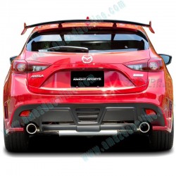 KnightSports Rear Roof Spoiler with Carbon Fibre Roof Lip Splitter fits 2013-2018 Mazda3 [BM] 5-Door