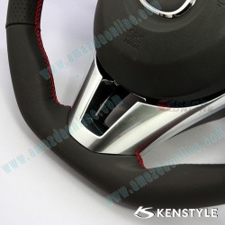 Kenstyle Flat Bottomed Leather Steering Wheel with red stitching fits 13-16 Mazda6 [GJ] MB01