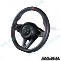 Damd Flat Bottomed Leather Steering Wheel with red stitching fits 15-24 Miata [ND,NE] SS358ML