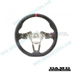 Damd Flat Bottomed Suede Steering Wheel with red stitching fits 15-24 Miata [ND,NE] SS358MS