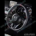 Damd Flat Bottomed Nappa Leather Steering Wheel fits 15-16 Mazda2 [DJ] SS360ML