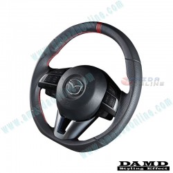 Damd Flat Bottomed Leather Steering Wheel with red stitching fits 13-16 Mazda6 [GJ] SS365ML