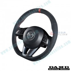 Damd Flat Bottomed Suede Steering Wheel with red stitching fits 13-16 Mazda6 [GJ] SS365MS