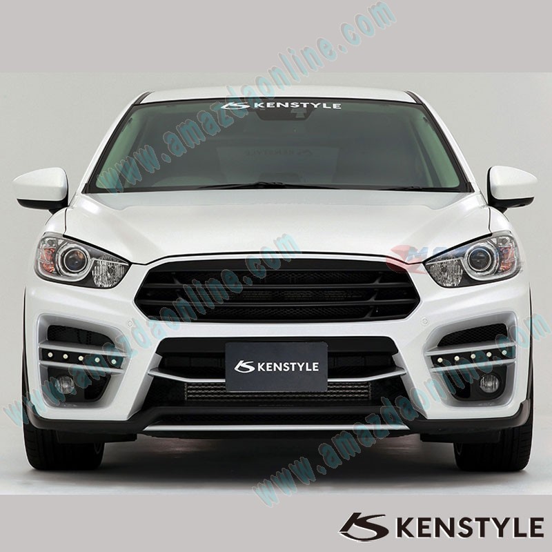 Kenstyle EIK Front Bumper with Grill Cover Aero Kit include LED Daytime Running Light Bar fits 15-16 CX-5