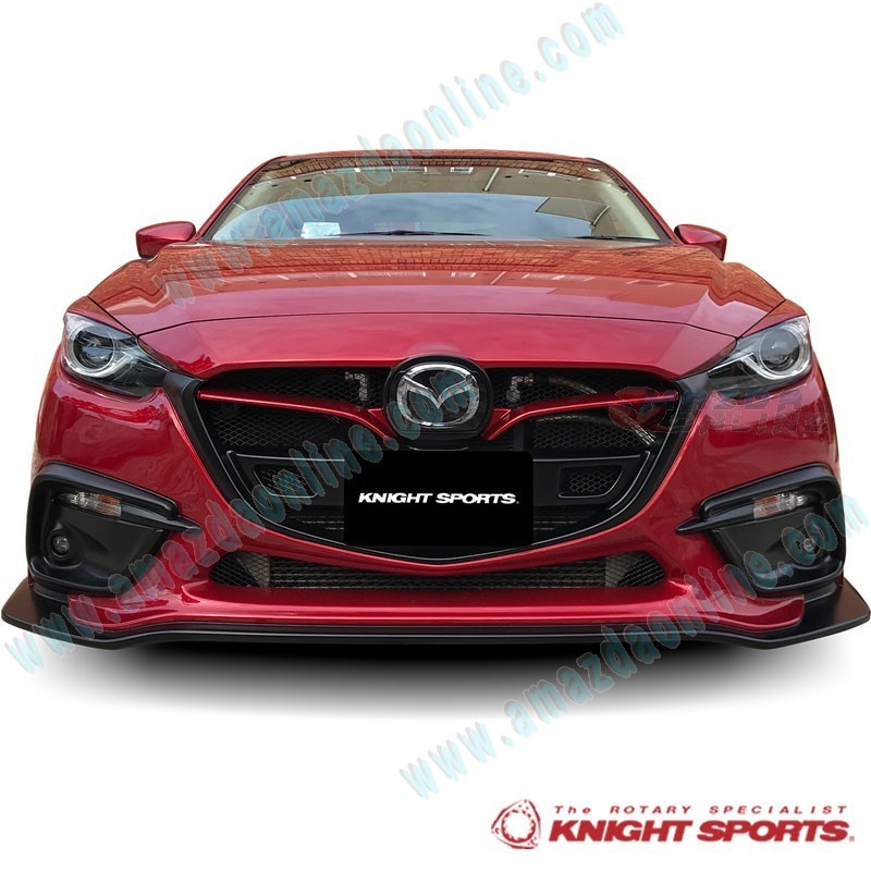 KnightSports Front Bumper with Grill Cover Aero Kit [Type-2] fits 13-16 Mazda3 [BM] KZD71306