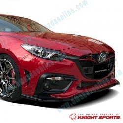 KnightSports Front Bumper with Grill Cover Aero Kit [Type-2] fits 13-16 Mazda3 [BM] KZD71306