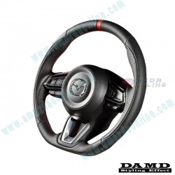 Damd Flat Bottomed Nappa Leather Steering Wheel fits 17-24 Mazda2 [DJ] SS360MLL