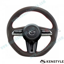 Kenstyle Flat Bottom Leather with Stitching Steering Wheel fits 2019-2024 Mazda3 [BP] MF01