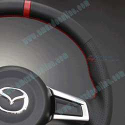 AutoExe Flat Bottomed Leather Steering Wheel with red stitching fpr 2015-2024 Miata [ND] MND137003