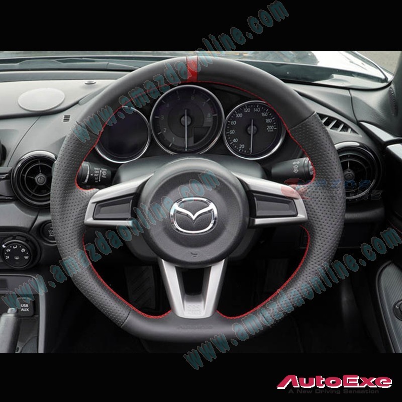 AutoExe Nappa Flat Bottom Steering Wheel fits 17-24 Mazda MX-5 RF MiataRF [NDRF] MNZ137003