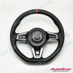 AutoExe Nappa Flat Bottom Steering Wheel fits 17-24 Mazda CX-5 [KF] MBZ137003