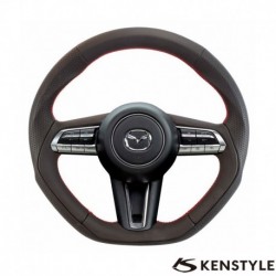 Kenstyle Flat Bottom Leather with Stitching Steering Wheel fits 2021-2024 Mazda MX-30 [DR] MF01