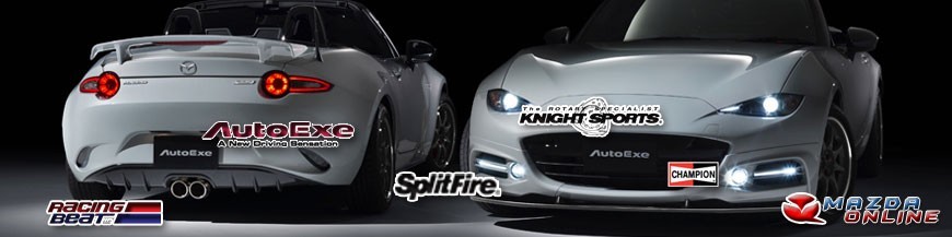 Piezas de carrocería de modificación y afinación de Mazda por Autoexe Racing Beat Knightsport Splitfire y Champion