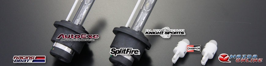 Piezas personalizadas de iluminación y lámparas Mazda por Autoexe Racing Beat Knightsport Splitfire y Champion a través de AMazdaOnline.com